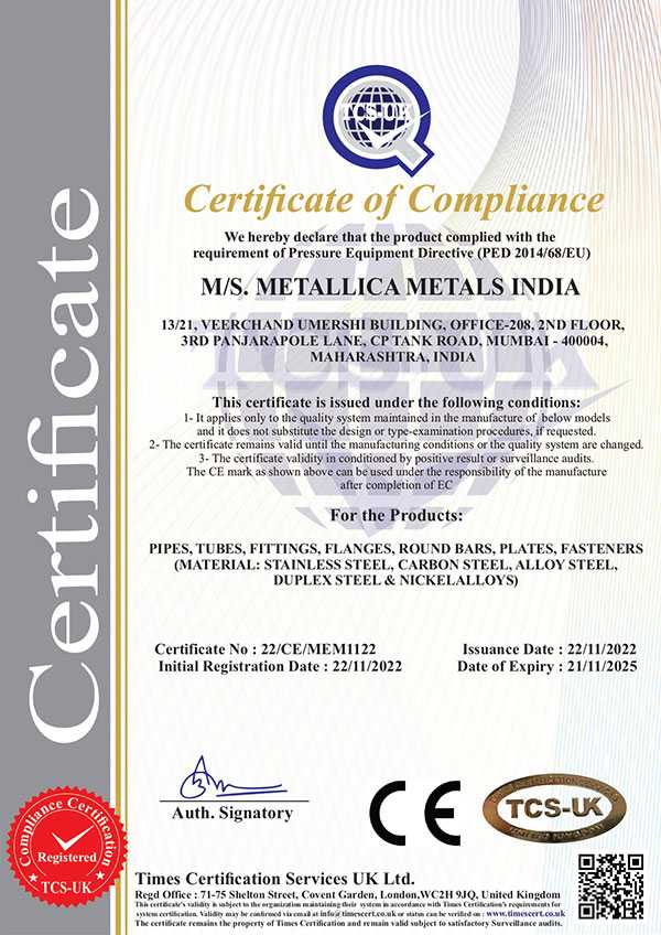 CE PED Certificate